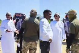 Collage photo of activists engaging police officers at a road block near Malindi.